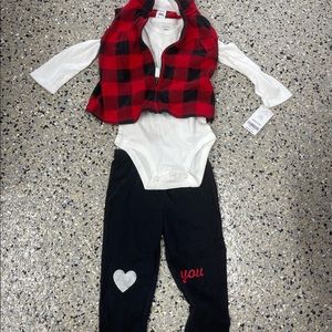 Plaid toddler outfit.